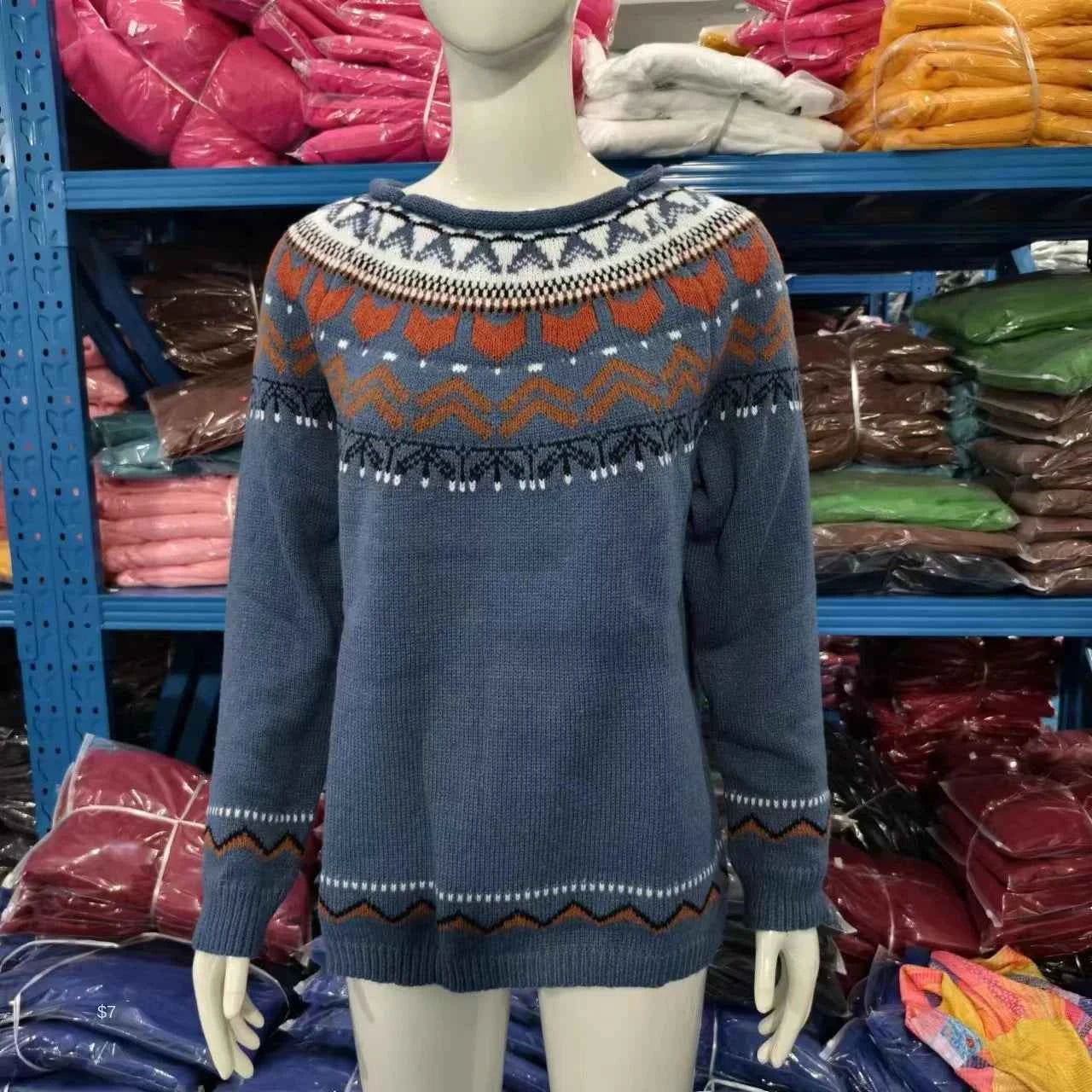 Spring Knitted Women's Sweater O-neck Long Sleeve Casual Loose Sweater Elegant Trendy Print Female Winter Fashion Ladies Clothes