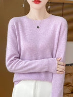 Addonee Women's 100% Merino Wool O-Neck Pullover Sweater