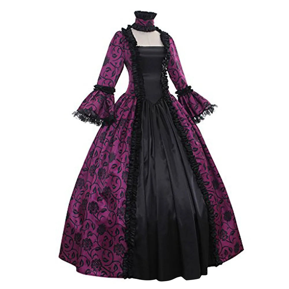 Women Cosplay Marie Antoinette Dress Medieval Flare Sleeve Victorian Party Formal Gown Renaissance Gothic Floral Robe Plus Size SS69