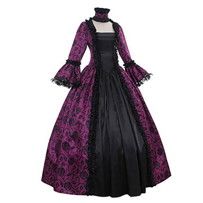 Women Cosplay Marie Antoinette Dress Medieval Flare Sleeve Victorian Party Formal Gown Renaissance Gothic Floral Robe Plus Size SS69