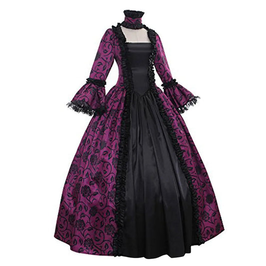 Women Cosplay Marie Antoinette Dress Medieval Flare Sleeve Victorian Party Formal Gown Renaissance Gothic Floral Robe Plus Size SS69
