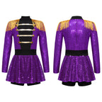 Inlzdz Women's Sequin Tassel Ringmaster Leotard Dress