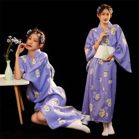 Printed Floral Traditional Japanese Kimono Elegance Asian Sakura Girl Kimono Dress Japanese Style New