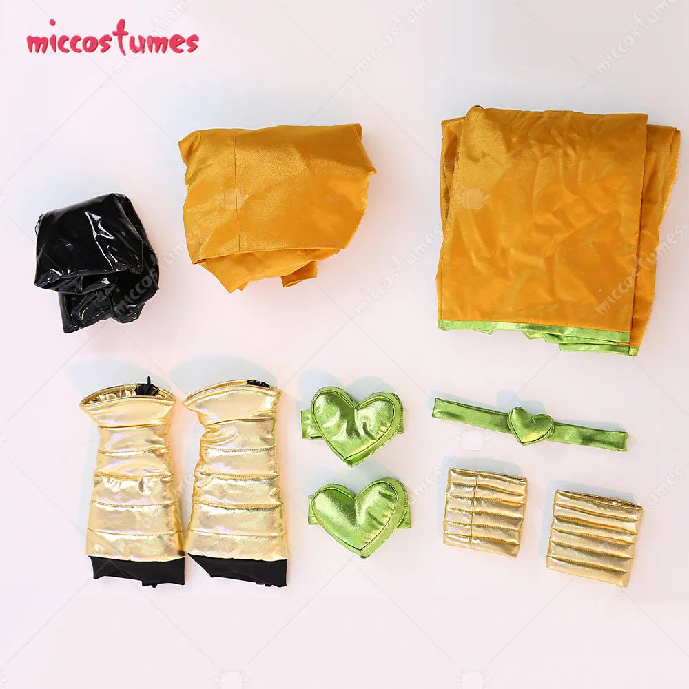 Miccostumes Unisex Full Set Yellow and Black Cosplay Costume with Headdress and Bracers for Halloween Cosplay Costume