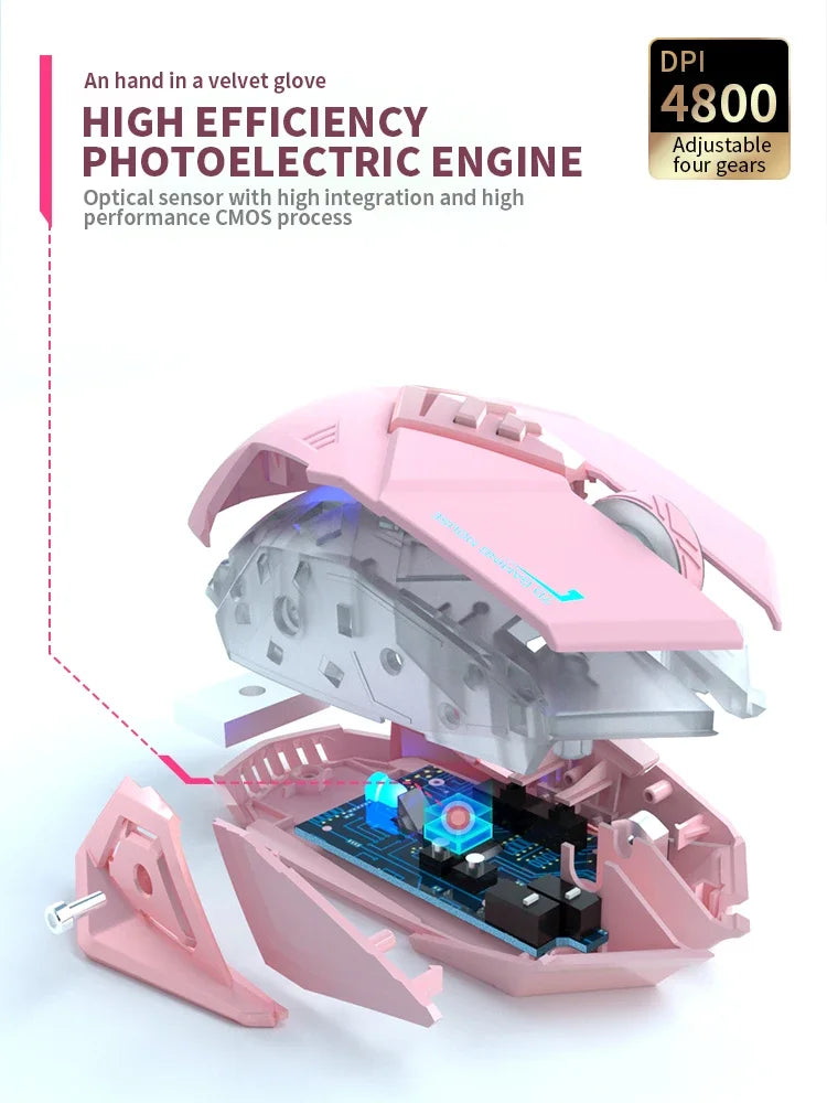 Gaming Mute Rechargeable Mouse 2.4GWireless Pink USB  RGB Gamer Ergonomic Mice Optical Office Computer Mouse for IOS Android SS69