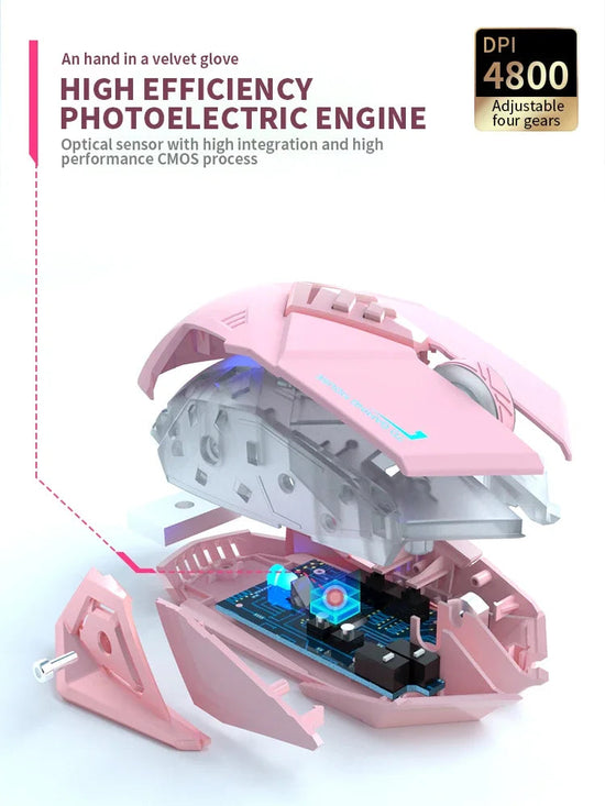 Gaming Mute Rechargeable Mouse 2.4GWireless Pink USB  RGB Gamer Ergonomic Mice Optical Office Computer Mouse for IOS Android SS69