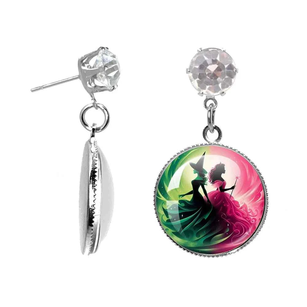 The Movie Wicked Elphaba&Linda Cosplay 20MM Glass Cabochon Earrings Jewelry Accessories Earring Jewelry Gift for Couple