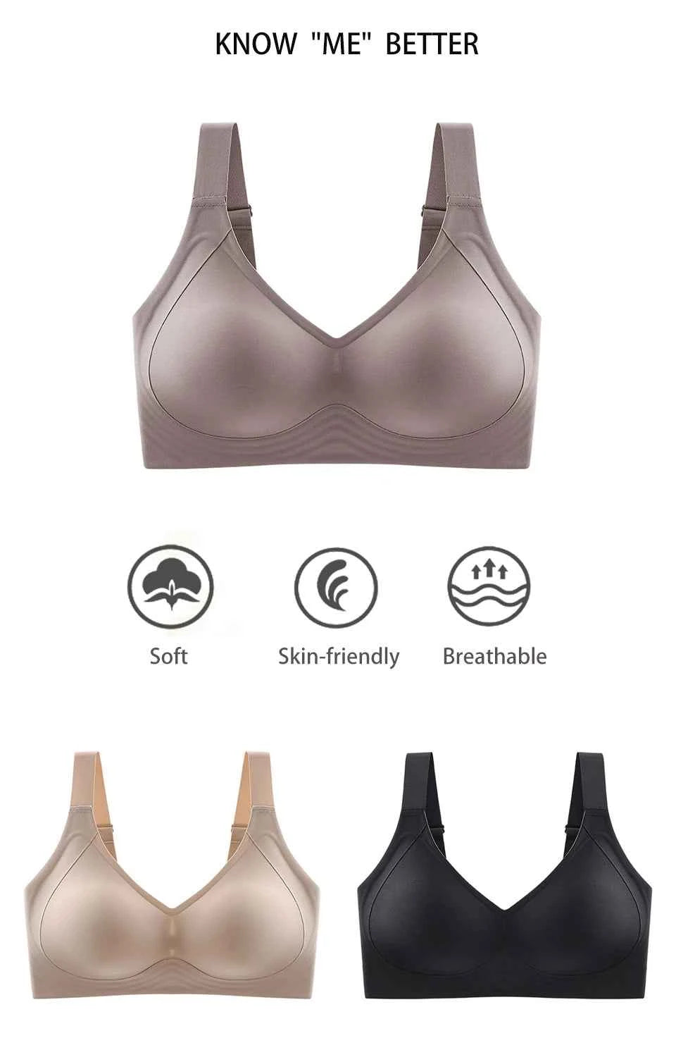 FallSweet Push UP Bra for Women Seamless Plus Size Bras Thin Cup Wireless Bralette Sexy Brassiere Femme M-6XL