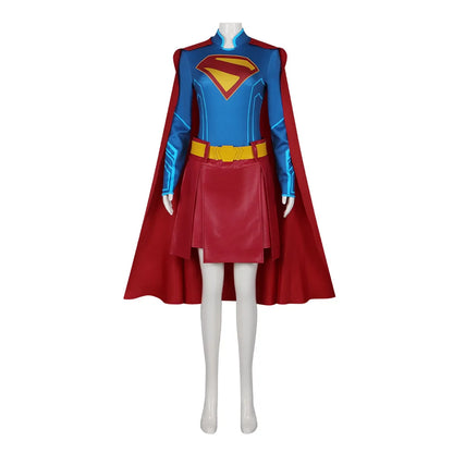 Super Girl cosplay costume, Tomorrow's Girl cosplay costume, Halloween stage performance, complete set of costumes with cloak