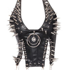 Goth Top Y2K Clothes Women's Tanks Emo Clothing Gothic Boho Tops with Spikes Punk Rock Teens Festival Spiked Bra Grunge T Shirt