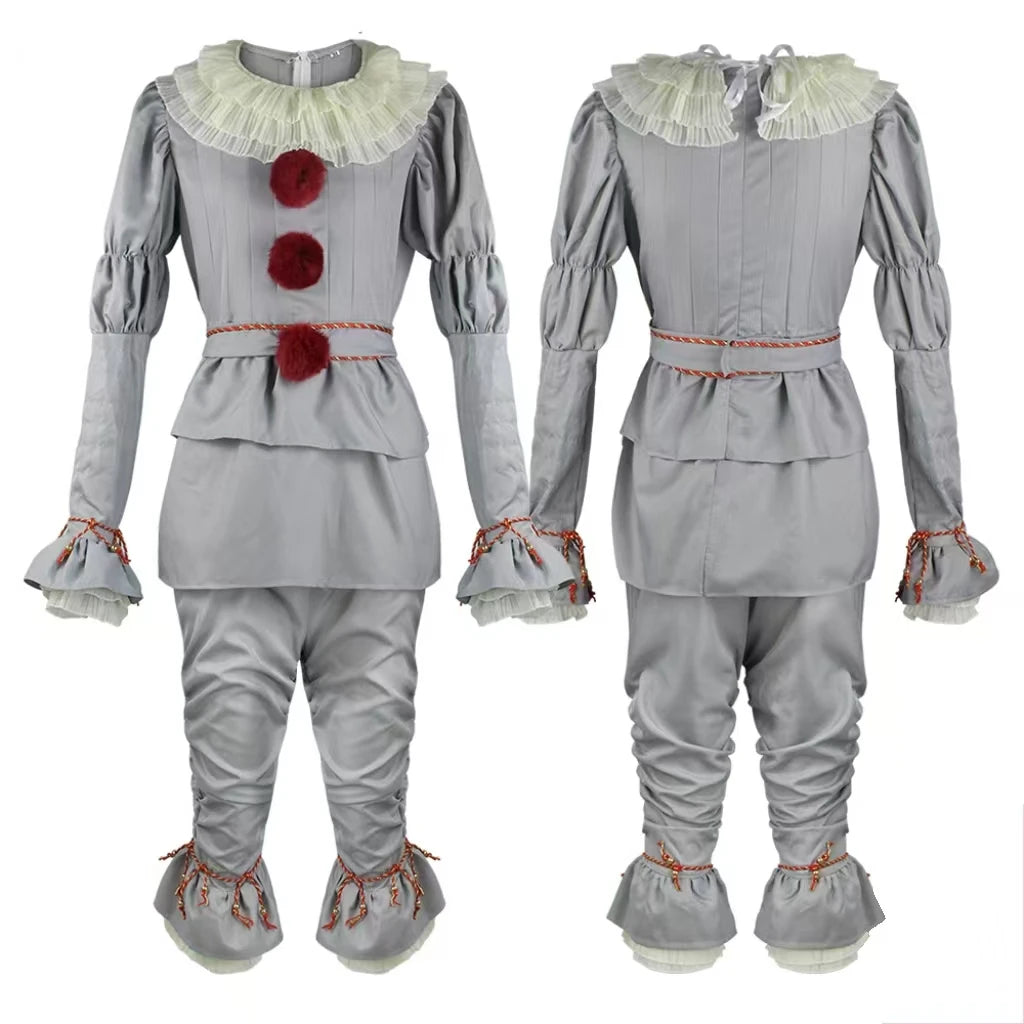 Cosplay Costume Clown Pennywise Suit Movie Stephen King It Joker Costume Golden Silver Halloween Outfit