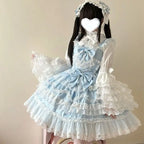 French Lolita Strap Dress Lace Patchwork Cosplay Outfit Y2K Vintage Elegant Girls Sweet Party Kawaii Dress Women Clothing 2026