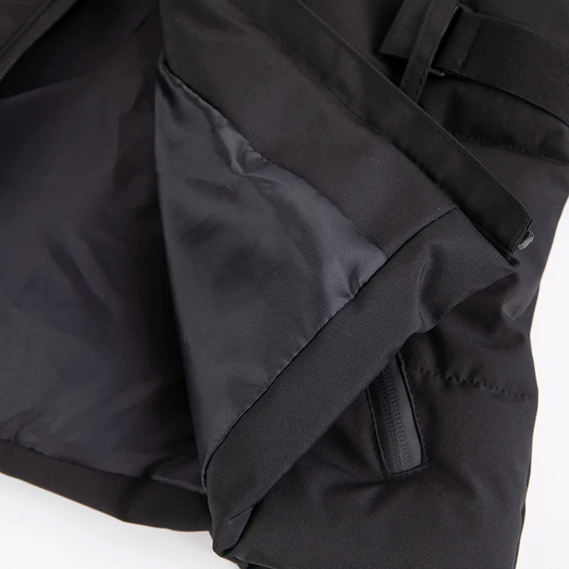 Women's Winter Hooded High Waist Padded Sport Parkas Coats with Belt Female Elegant Thick Warm Pockets Windproof Skiing Jackets