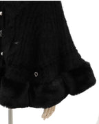 Godivana Lolita Faux Fur Cape Coat with Bow & Rhinestones