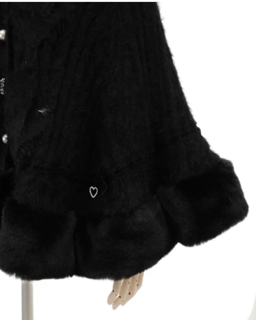 Godivana Lolita Faux Fur Cape Coat with Bow & Rhinestones