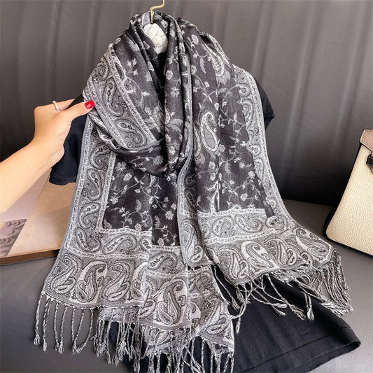 Luxury Brand Autumn Cashmere Pashmina Shawl Lady Wrap Warm Winter Scarves Design Print Female Foulard Cotton Stoles Scarf 2023 SS69