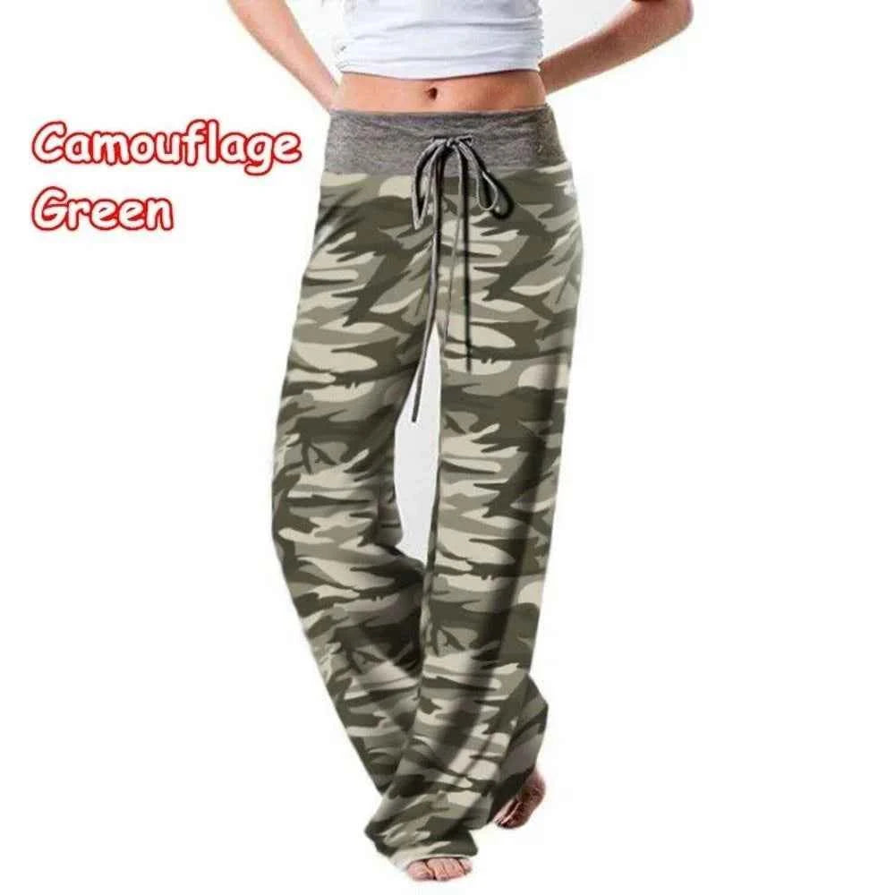 Plus Size Women S-8XL Fashion Casual Loose Stretch Printing Drawstring  Lounge Pants Pajama Long Wide Leg Pants