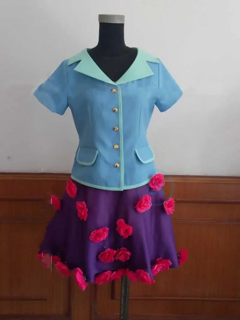 Hirose Yasuho Cosplay Costume Anime  Blue Flower Dress Uniform Women Girls Halloween Gifts Cos