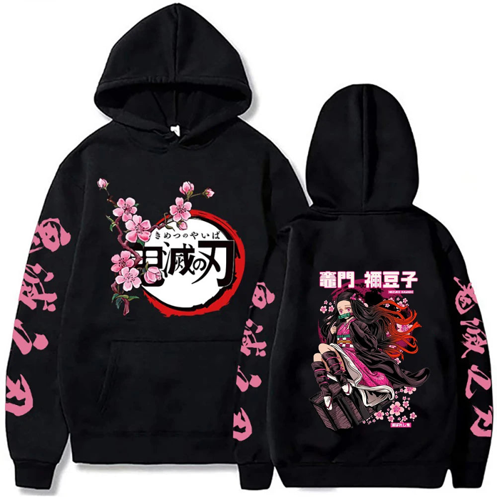 Harajuku Demon Slayer Plus Size Hoodie Kamado Nezuko Graphic Print Women Sweatshirts Long Sleeve Fashion Female Streetwear SS69 21.69 Black2 / 4XL