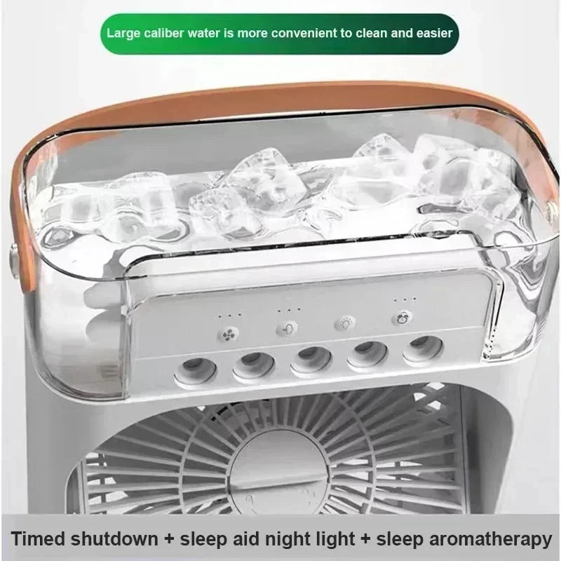 New 3 In 1 Fan AIr Conditioner Household Mini Air Cooler LED Night Light Portable Humidifier Air Adjustment Fan Office Home Fan SS69