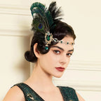 1920s Flapper Peacock Feather Headband Roaring 20s Showgirl Hair band Great Gatsby Hair Accessories 머리띠 резинки для волос 헤어밴드 SS69
