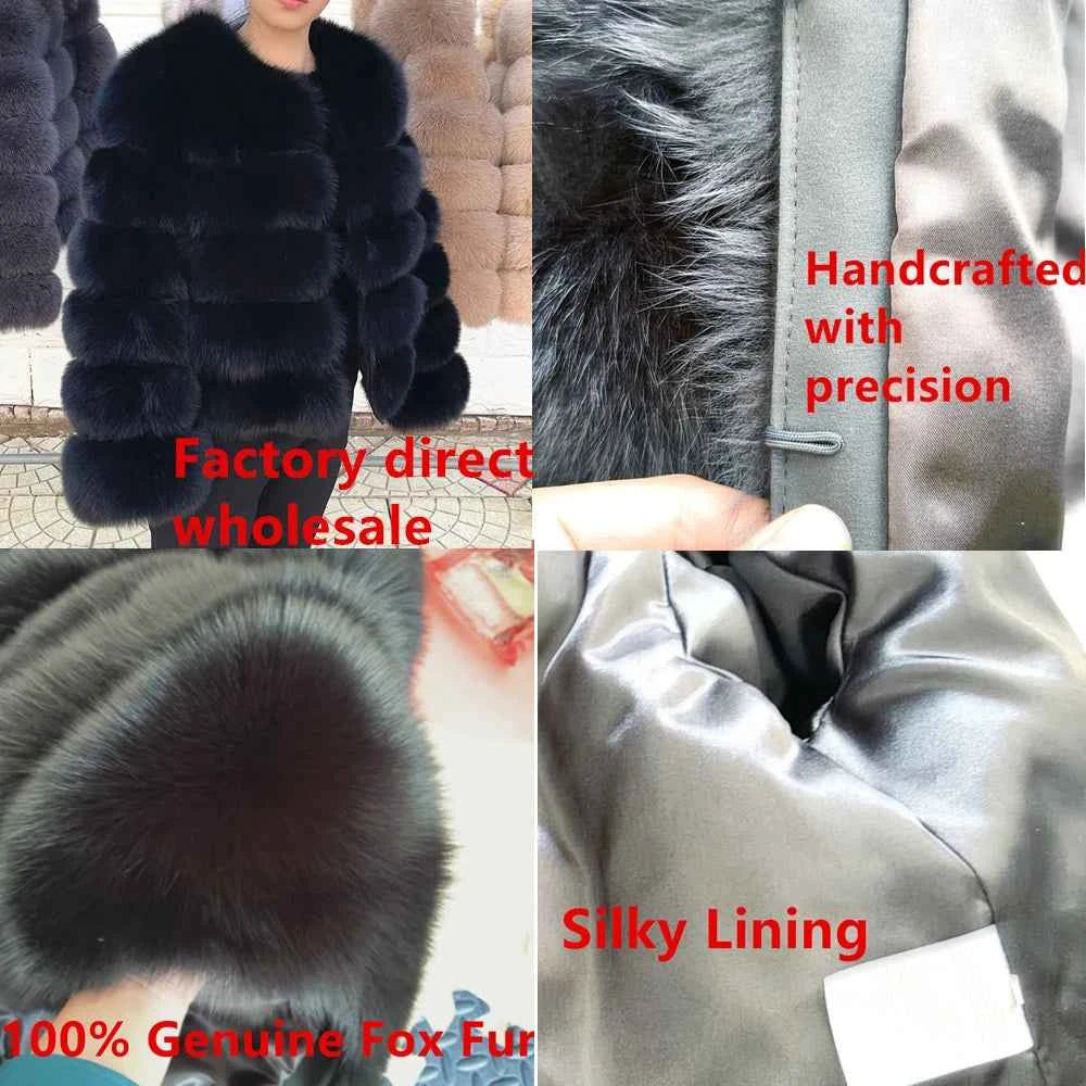 QUEENTINA Fox Fur Coat Real Winter Women'S Fashion Brown 2025 Leather And Skin Clothing Natural New In Coats & Jackets Outerwear