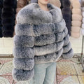 QUEENTINA Fox Fur Coat Real Winter Women'S Fashion Brown 2025 Leather And Skin Clothing Natural New In Coats & Jackets Outerwear