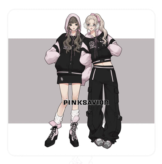Pink and Black Splicing Color Hooded Baseball Jacket Casual Pant Sets 2025 Spring and Autumn Sweet Cool Girl Students Outfits SS69