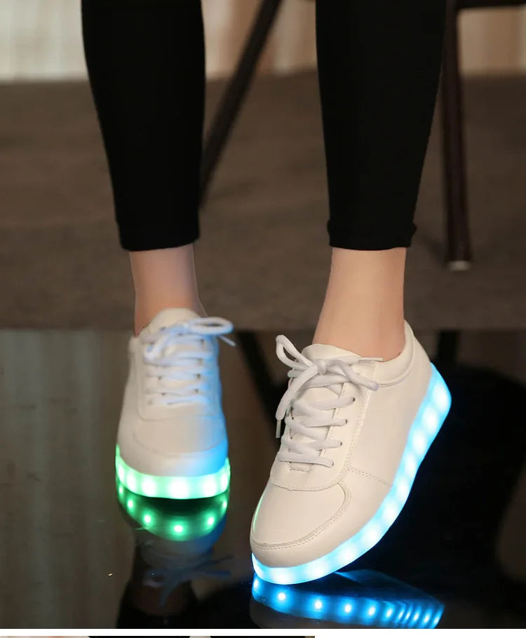 Comemore 2022 Adult Unisex Womens Mens Kid Luminous Sneakers Glowing USB Charge Boys LED Colorful Light-up Shoes Girls Footwear SS69
