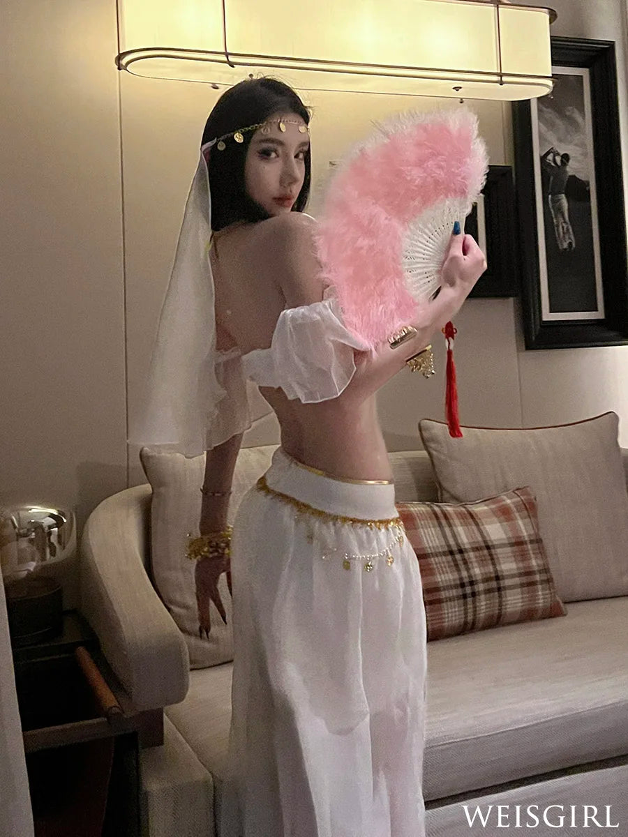 Belly Dance Costume Women's Sexy Arabian Princess Costume Fancy Indian Dance Embroider Bollywoods Jasmine Dress Egyptian Queen