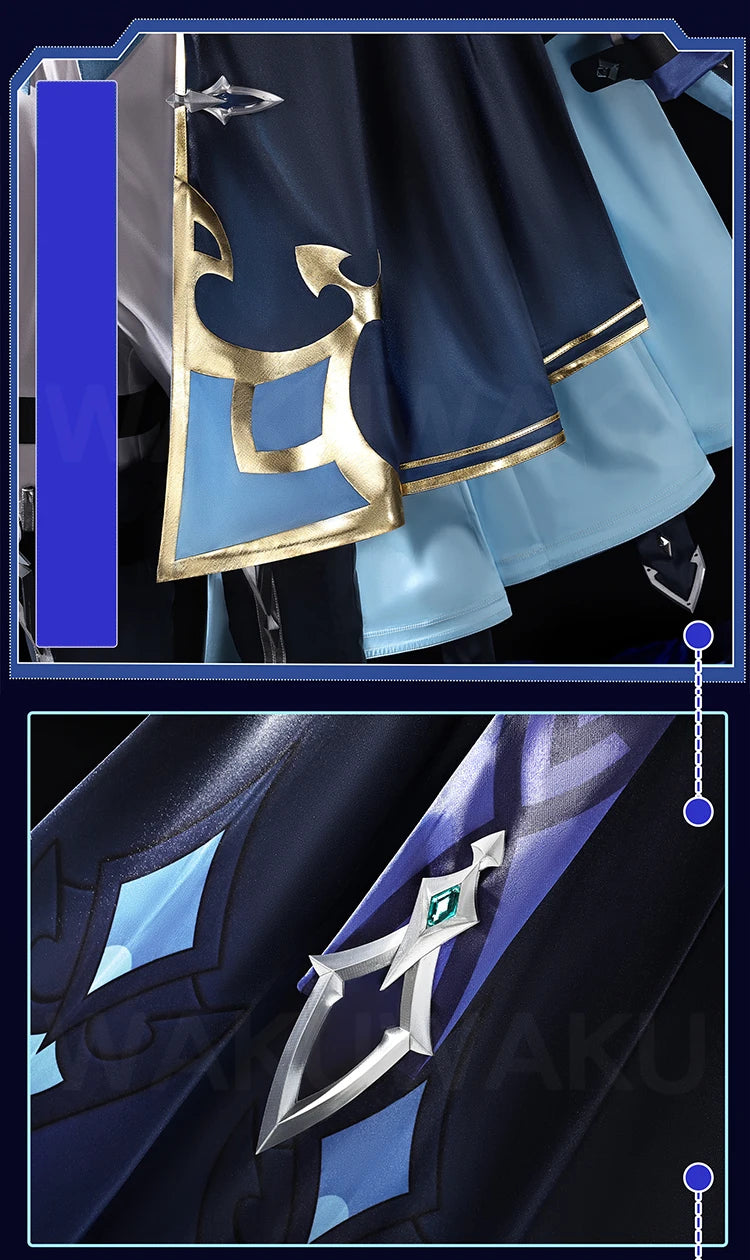【Ready For Ship】Lohen Cosplay Costume Game Genshin Impact【S-2XL】WakuWaku-R Men Lohen Knights of Favonius Wig Plus Size