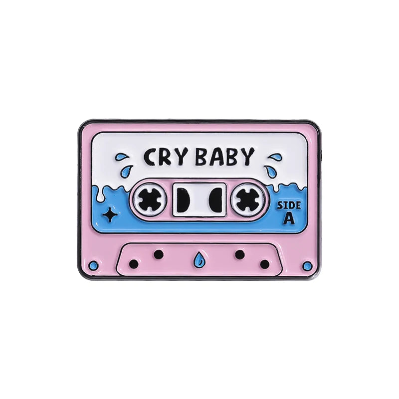 QIHE JEWELRY Retro Cassette Tape Enamel Pin Badge