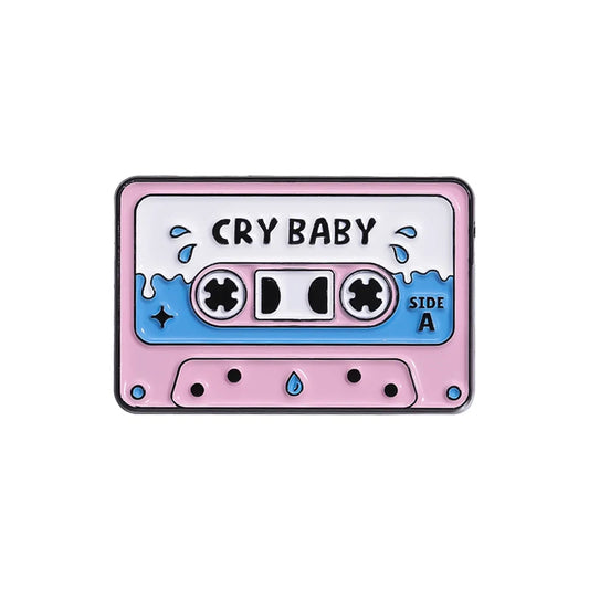 QIHE JEWELRY Retro Music Cassette Tape Enamel Pin Zinc Alloy Lapel Badge