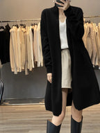 Merino Wool V-Neck Cardigan - Women's Loose Knit Sweater