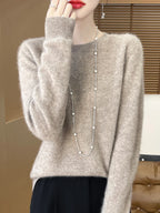 Addonee Women's 100% Merino Wool O-Neck Pullover Sweater