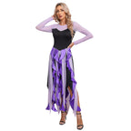 Women Ursula‘s Dress Halloween Carnival Mermaid Octopus Sea Witch Cosplay Costume Long Sleeve Mesh Asymmetrical Hem Dresses