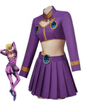 Anime JOJO's Bizarre Adventure Golden Wind Giorno Giovanna Cosplay Costume Sexy Purple Skirts Crop Top and Mini Skirts Party Set