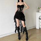 SINGREINY Women Lace Ruffle Sheath Dress