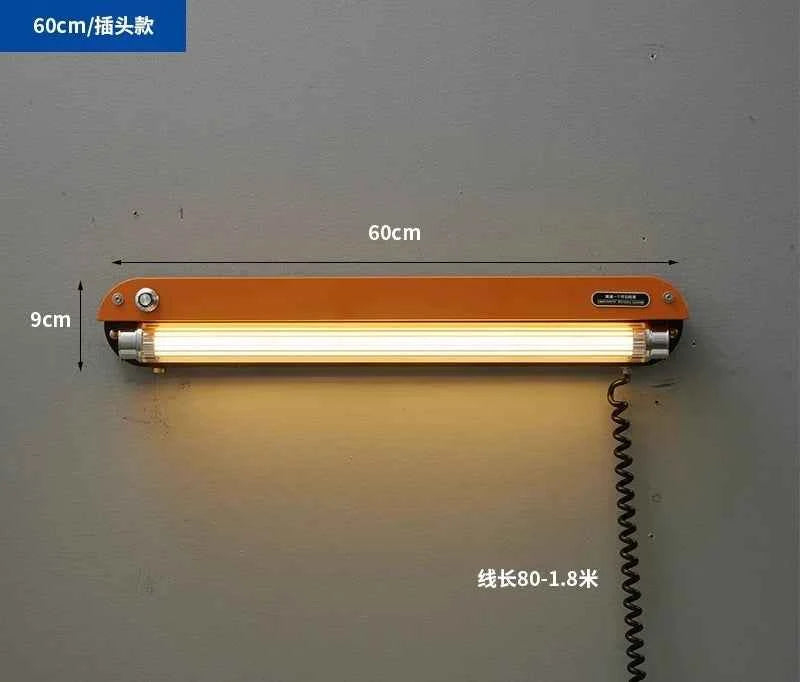 Bauhaus Retro Wall Lamp Vintage Industrial Orange Sconce No Wiring Needed LED Wall Light For Bedroom Study Room Sideboard Cafe