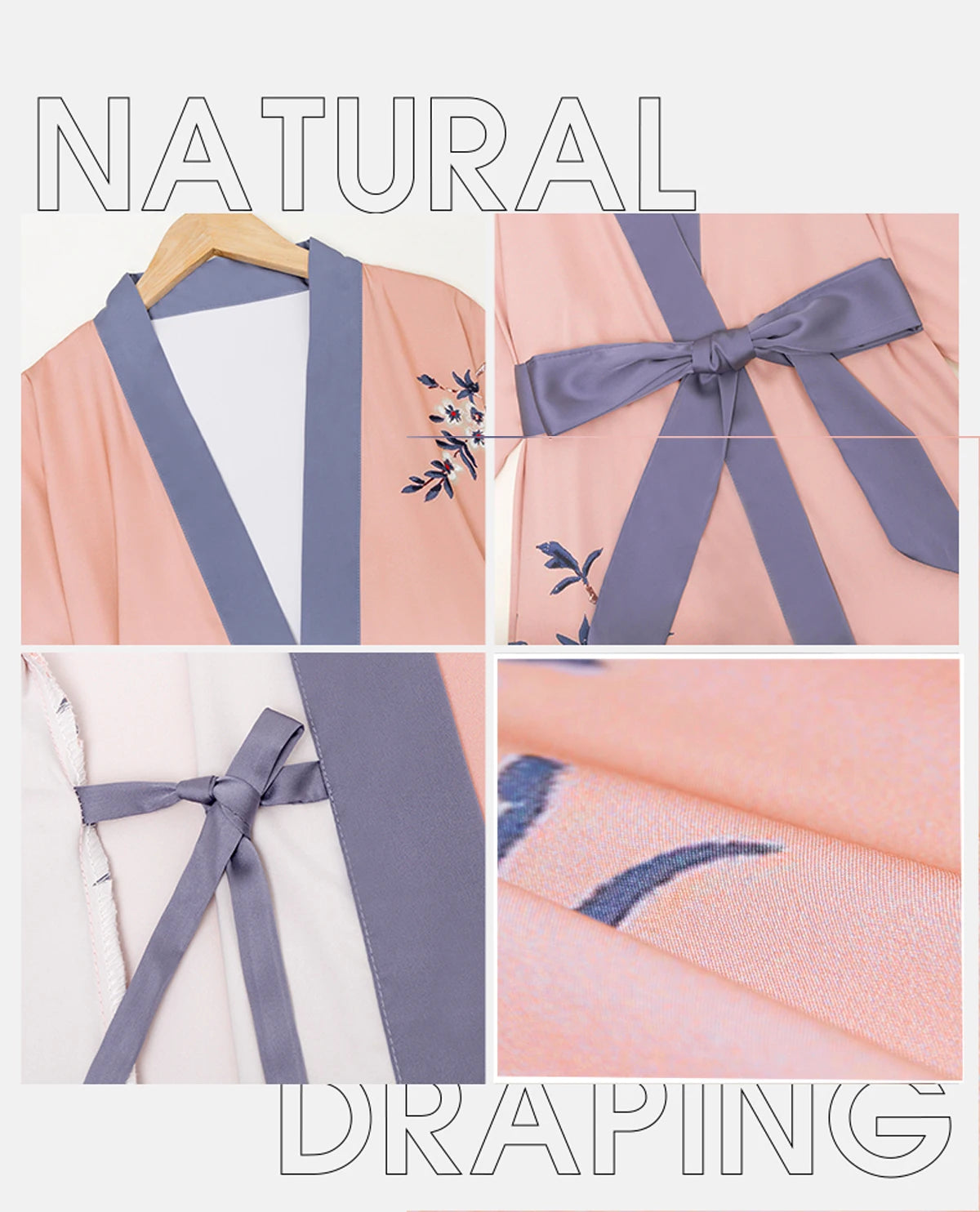 Women's Long Silk Satin Kimono Robe - Lightweight & Soft