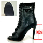 Women's Black Peep-Toe High Heel Stilettos Size 46 New Fashion Brand Party Boots for Ballroom Latin Jazz Dance Sexy Party Shoes SS69 69.69 Black rubber-10CM / 38 / CHINA