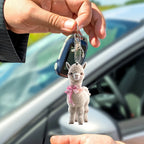 1 Cute Alpaca Acrylic Keychain 2D Graphic Design with Pink Bow Perfect for Car Rearview Mirror Home Decor PendantCarDecorations SS69