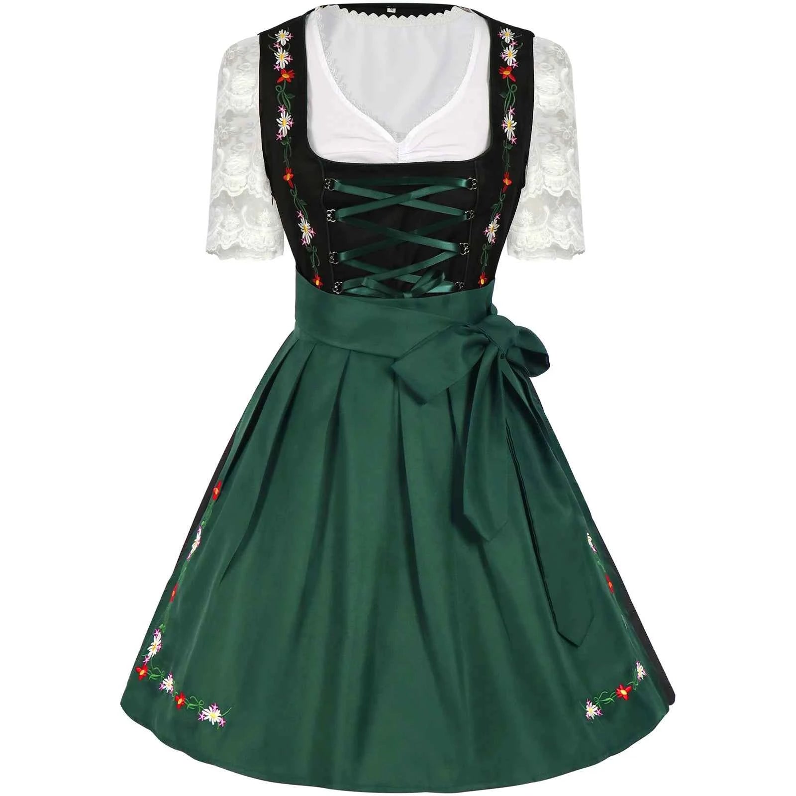 Women Oktoberfest Dirndl Dress Traditional Bavarian Beer Maid Outfit Munich Festival Carnival Halloween Cosplay Costume