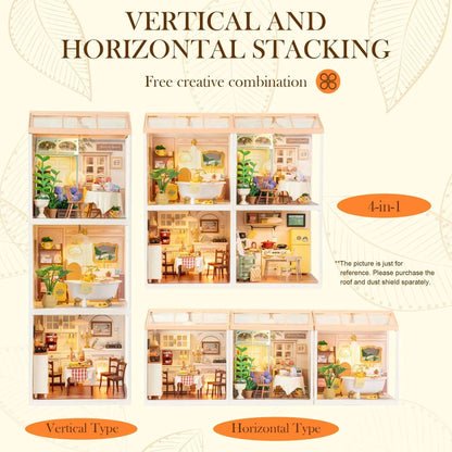 ROBOTIME DIY Miniature House Kit, Dollhouse Model Building Kit Birthday Creative Gifts for Adults, Kids (Pop Bubble Bathroom)