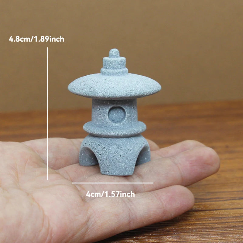 Miniature Sandstone Zen Tower for Bonsai Garden & Fish Tank