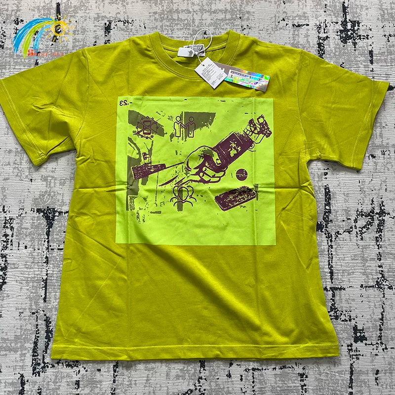 2023 New Fluorescent Green Vintage Washed Batik Cav Empt C.E T-Shirt Men Women 100% Cotton Mobile Phone Printing Cavempt Tee SS69 32.69 1 / S