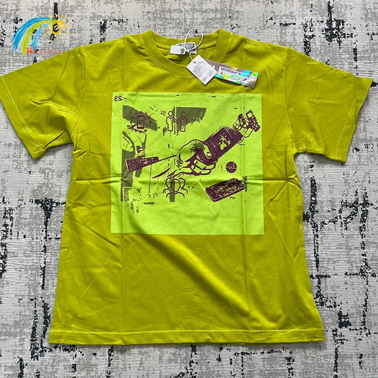 2023 New Fluorescent Green Vintage Washed Batik Cav Empt C.E T-Shirt Men Women 100% Cotton Mobile Phone Printing Cavempt Tee SS69 32.69 1 / S