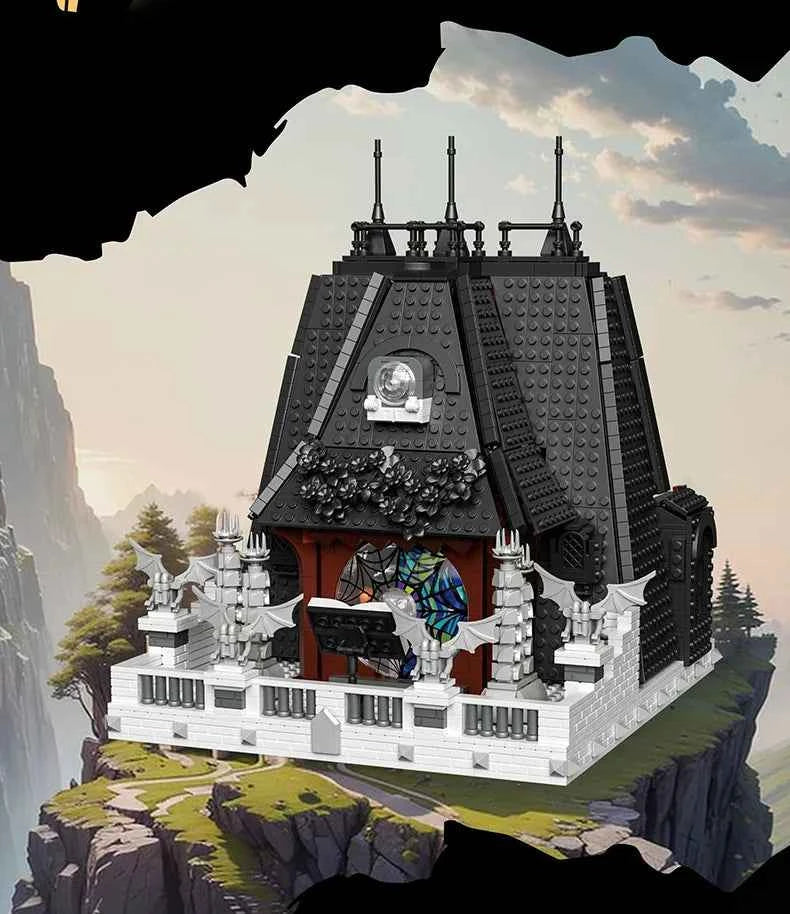 2419PCS Wednesday Adams House Building Blocks Darkness Villa Model Bricks Desktop Decoration Diy Toys For Kids Holiday Gifts