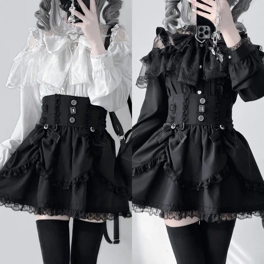 Kimutomo Lolita Style Shirts Women Bow Lace Patchwork Solid Japanese Style Y2k Sweet Blouse Spring Summer Fashion Tops Ladies SS69