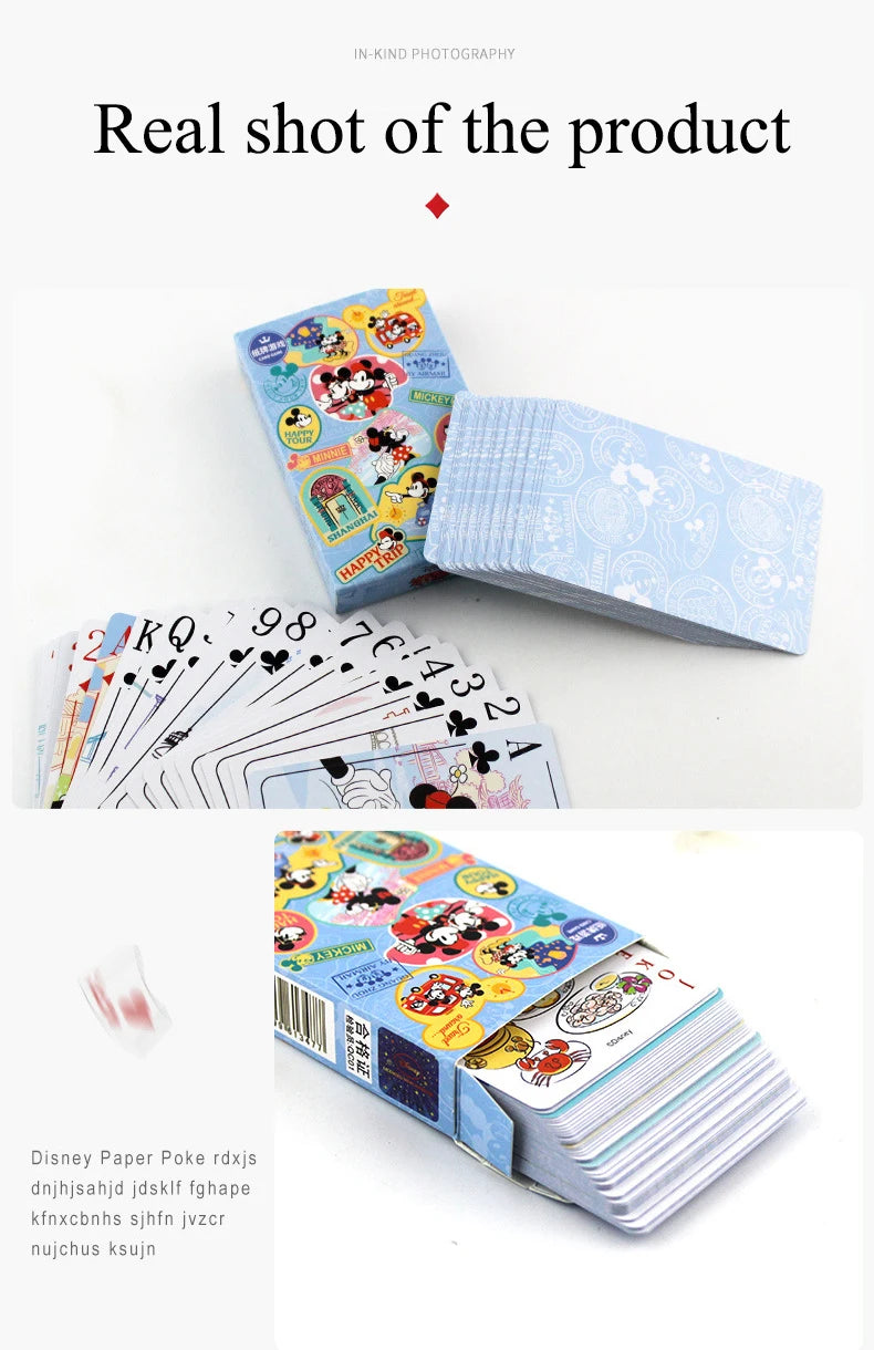 54Pcs/Box Disney Paper Playing Cards Mickey Avengers Frozen Anime Poker Cards Child Adult Desktop Games Toys - SS69